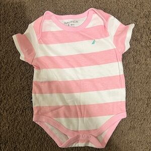 Nautica Pink and White Striped Bodysuit